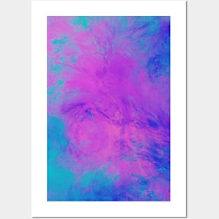 Blue and Pink Retro Marble Splash Abstract Artwork Posters and Art